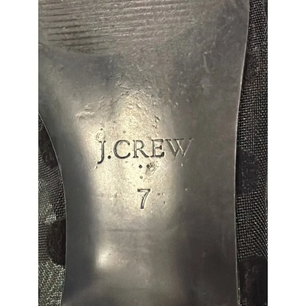 J. Crew Women’s Polka Dot Mesh Bow Pointed-Toe Slip On Flats Party Size 7 Black